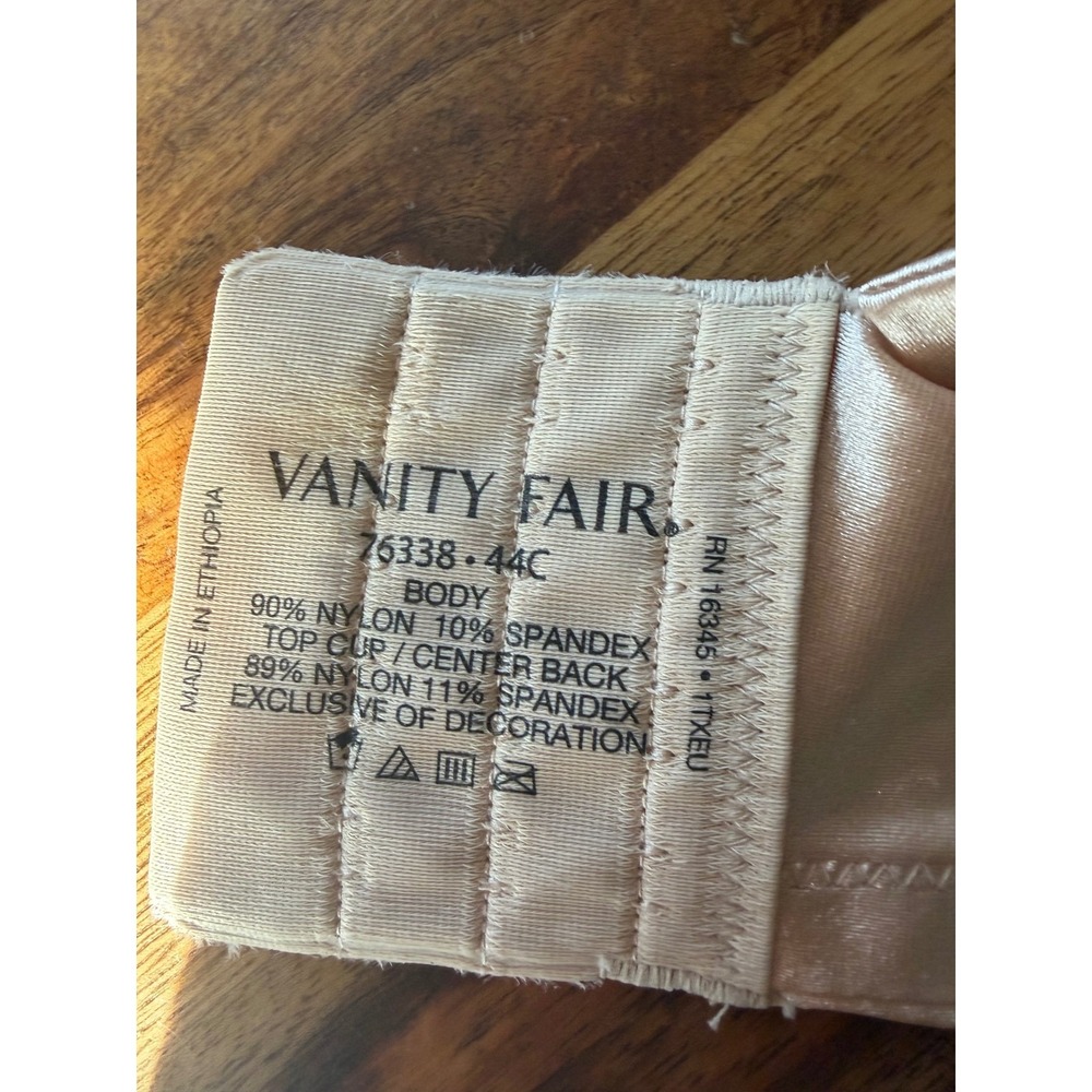 Vanity Fair Beauty Back Full Figure Underwire Bra Nude Beige Satin 76338 44C - Picture 3 of 7